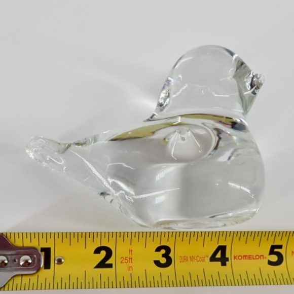 Art Glass Bird Figurine Hand Blown Clear Mid Century Modern 4.5” x 2" MCM 10 oz - Picture 15 of 16